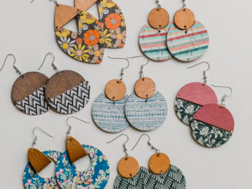 Pretty Patterned Wooden Earrings only $13.99 shipped!