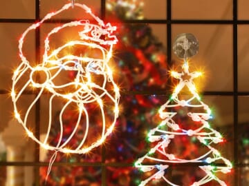 Set of 2 Santa Claus & Christmas Tree Window Silhouette Lights $11.49 After Code (Reg. $23) – FAB Ratings!