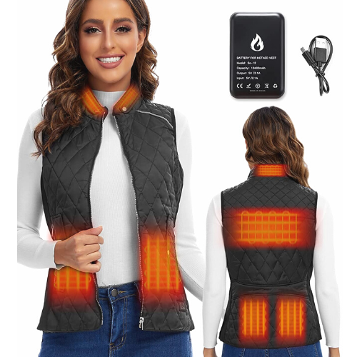 Heated Vest For Women + Battery Included $62.99 (Reg. $104.99) – Stand Collar Quilted Outerware Neck Heating With 6 Heating Areas