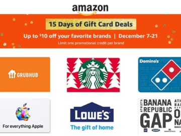 Up To $10 Off Popular Gift Cards at Amazon