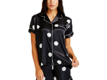 Silk Satin Pajama Top + Shorts Set $13.99 After Code (Reg. $24.98) – Multiple Designs, Colors, and Sizes!