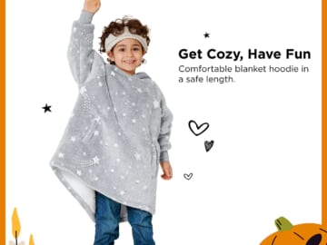 TWO Glow-in-The-Dark Blanket Hoodies for Kids $15.19 EACH After Coupon (Reg. $48) + Free Shipping – Preschooler Size, Perfect Wearable Blanket Gift + Buy 2, Save 5%!