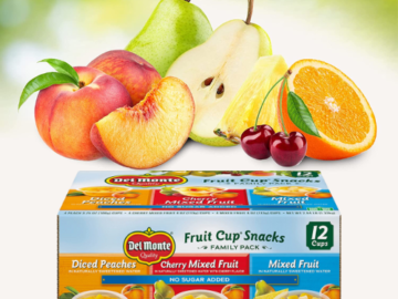 12-Count Del Monte Fruit Cups Snacks Family Variety Pack as low as $4.89 After Coupon (Reg. $15) + Free Shipping! 41¢/Cup! No Sugar Added! + MORE