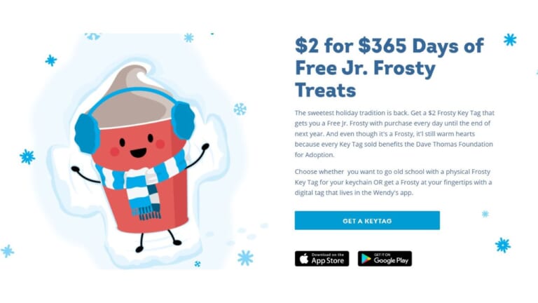 Free Wendy’s Frosty Treats For One Year With $2 Key Tag Purchase!