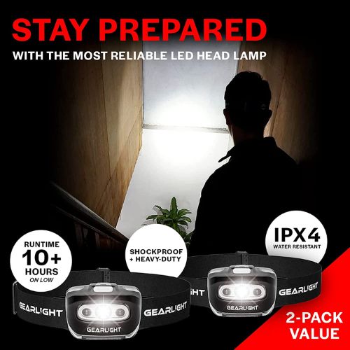 FIVE Sets of 2-Pack GearLight Outdoor Headlamps $16.24 EACH Set After Coupon (Reg. $30) – 38K+ FAB Ratings! $8.12/Headlamp + Buy 5, Save 10%