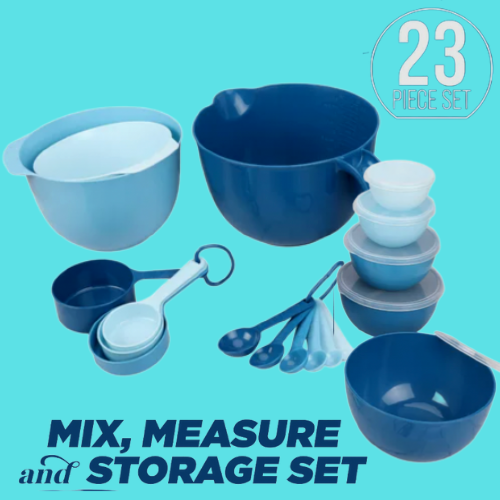 Prepara Mixing Bowl Set, 23 Pieces with Lids, Measuring Cups and Spoons $10 (Reg. $29.97)