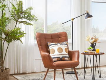 Make your home feel warm and welcoming with this Faux Leather Wingback Accent Chair for just $185 Shipped Free (Reg. $239.99) – 2 Colors Available!