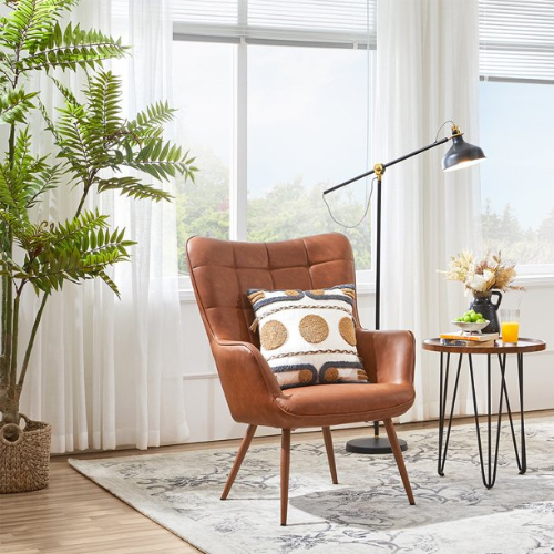 Make your home feel warm and welcoming with this Faux Leather Wingback Accent Chair for just $185 Shipped Free (Reg. $239.99) – 2 Colors Available!