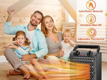 Portable Space Heater 750W/1500W Adjustable Thermostat $20 After Code (Reg. $49.99) + Free Shipping – FAB Ratings!