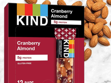 24 Count KIND Nut Bars, Cranberry Almond, 1.4 Oz $16.58 (Reg. $28.44) – 69¢/Bar!