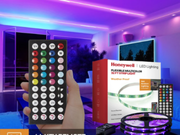 Honeywell 32ft RBG Indoor/Outdoor Multicolor Strip Light with Remote $9.97 (Reg. $24.97) –  Sound Reactive