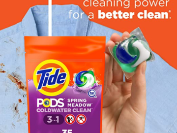 35-Count Tide PODS HE Turbo Laundry Detergent Pacs, Spring Meadow as low as $6.66 Shipped Free (Reg. $13.21) – 19¢/Pod