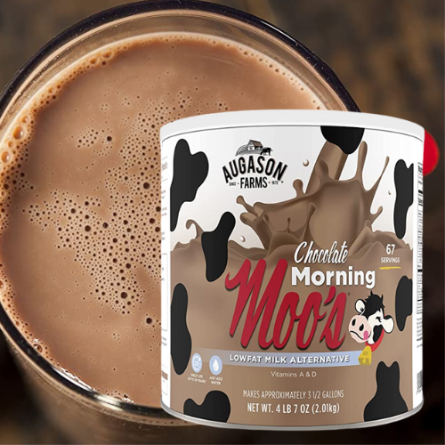 Augason Farms 67 Servings Morning Moo’s Chocolate Low Fat Milk Alternative, 4 lbs 7 oz as low as $21.38 Shipped Free (Reg. $33) – 32¢/Serving – Gluten Free