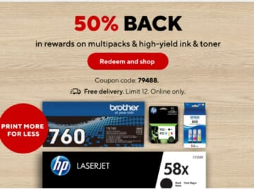 Staples | 50% Back on Ink & Toner