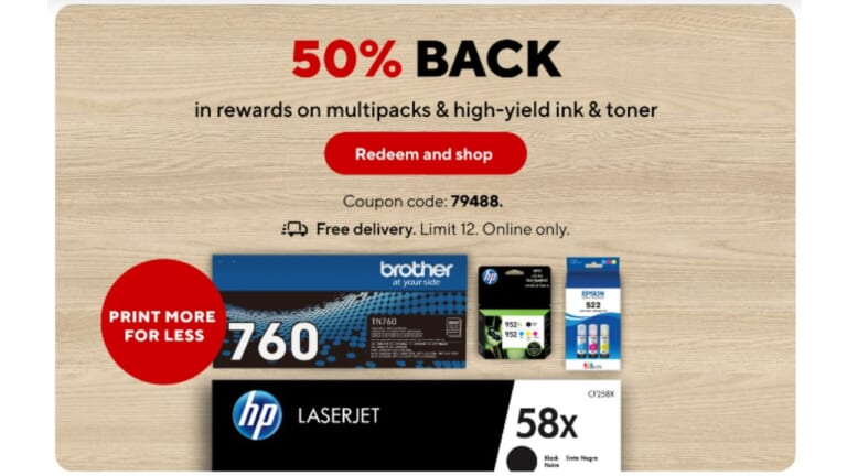 Staples | 50% Back on Ink & Toner