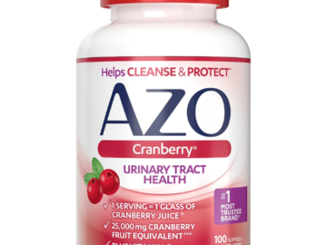 100-Count AZO Cranberry Urinary Tract Health Supplement as low as $6.60 After Coupon (Reg. $13.79) + Free Shipping! 7¢/Softgel!