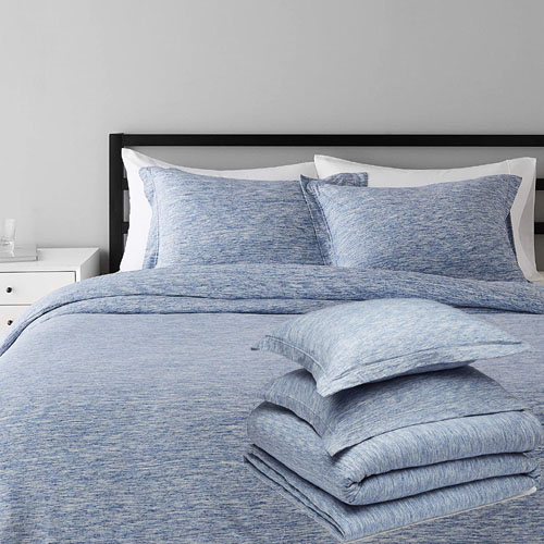 3-Piece Amazon Basics Cotton Blend Jersey Duvet Cover Set $10 (Reg. $20.07) – Full/Queen,  Blue Space Dyed