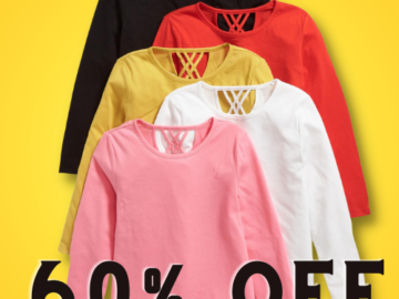 Today Only! Save 60% OFF on Softest Long-Sleeve Lattice-Back Tee for Girls as low as $4.99 (Reg. $9.99) + Style Picks for Boys, Men and Women!