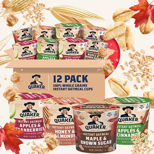 12-Count Quaker Instant Oatmeal Express Cups, 4 Flavor Variety Pack, 1.76 Oz as low as $12.74 After Coupon (Reg. $17) + Free Shipping – $1.06/Cup