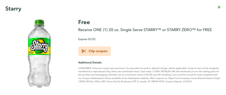 New Publix Digital Coupon | FREE Starry or Starry Zero