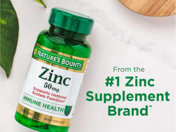 FOUR 100-Count Nature’s Bounty Zinc Caplets as low as $3.62 EACH Bottle After Coupon (Reg. $6.69) + Free Shipping – 4¢/Caplet + Buy 4, Save 5%