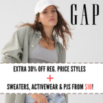 Extra 30% Off Reg. Price Styles After Code + Sweaters, Activewear & PJs from $10! thru 1/19!