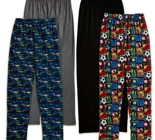 2-Pack Championship Gold Boys Solid and Print Pajama Sleep Pants $8 (Reg. $15.98) – 3 Color Options – Sizes 4-14