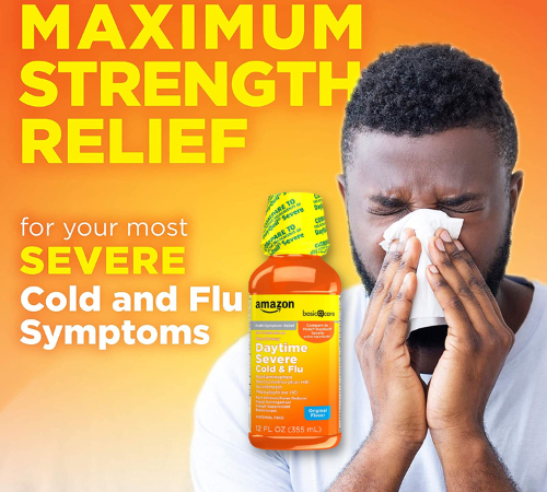 Amazon Basic Care Severe Daytime Cold & Flu Relief Liquid Medicine, 12 Oz as low as $3.45 Shipped Free (Reg. $5.19) – 2K+ FAB Ratings!