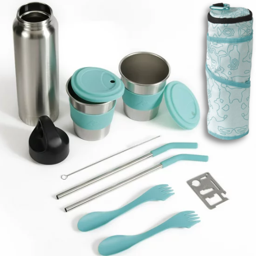 10-Piece Ozark Trail Reusable Cutlery & Drinkware Combo Set $10 (Reg. $25) – Blue or Navy Blue