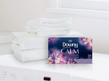 THREE Boxes of 200-Count Downy Infusions Calm Scent Dryer Sheets Laundry Fabric Softener as low as $4.77 EACH Box (Reg. $11) + Free Shipping – 2¢/Sheet! + Buy 3, save $10