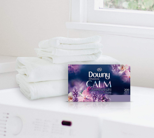 THREE Boxes of 200-Count Downy Infusions Calm Scent Dryer Sheets Laundry Fabric Softener as low as $4.77 EACH Box (Reg. $11) + Free Shipping – 2¢/Sheet! + Buy 3, save $10