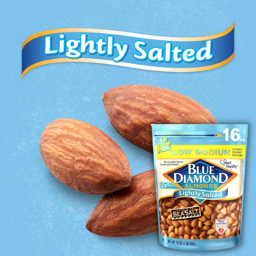 FOUR Bags of Blue Diamond Low Sodium Lightly Salted Almonds, 16 Oz $6.38 EACH Bag Shipped Free (Reg. $8) + Buy 4, Save 5%