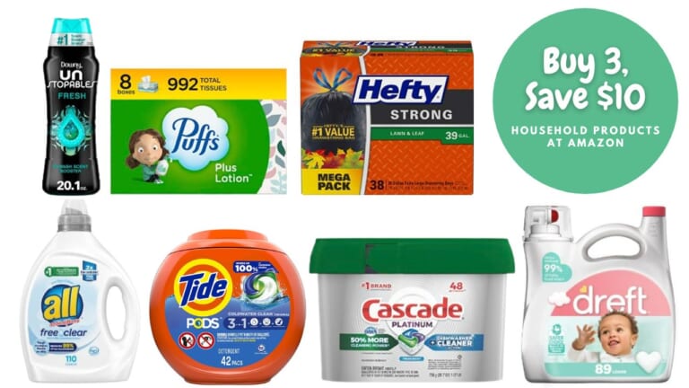 Buy 3 Save $10 Household Products at Amazon