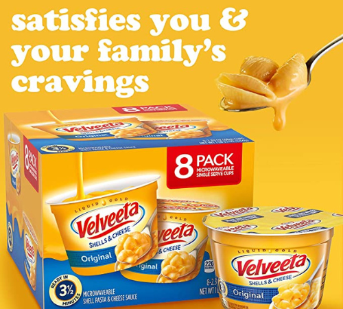 FOUR 8-Count VELVEETA Original Microwavable Shells & Cheese Cups, 2.39 Oz as low as $6.78 EACH Shipped Free (Reg. $10.50) – 85¢/Cup + Buy 4, Save 5%