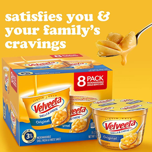 FOUR 8-Count VELVEETA Original Microwavable Shells & Cheese Cups, 2.39 Oz as low as $6.78 EACH Shipped Free (Reg. $10.50) – 85¢/Cup + Buy 4, Save 5%