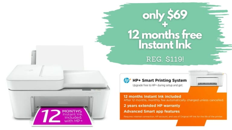 HP DeskJet Printer + 12 FREE Months Instant Ink Only $69 (reg. $119)