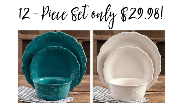 The Pioneer Woman 12-Piece Dinner Set $29.98 (reg. $50)