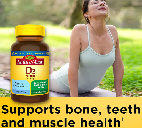 250-Count Nature Made Vitamin D3 2000 IU (50 mcg) as low as $8.15 Shipped Free (Reg. $21.99) – 3¢/softgel! Dietary Supplement for Bone, Teeth, Muscle and Immune Health Support