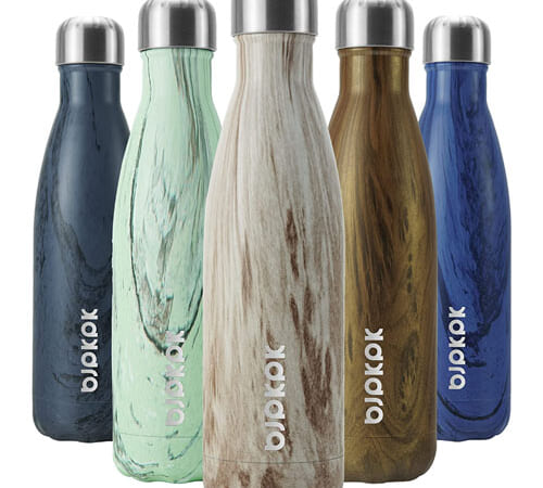 17-Ounce Stainless Steel Insulated Water Bottle (Wood-Yellow Gray) $7.65 (Reg. $10.59) – FAB Ratings!