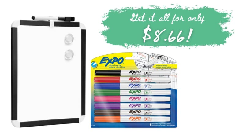 Dry Erase Board & 8-Pack Expo Markers Only $8.66