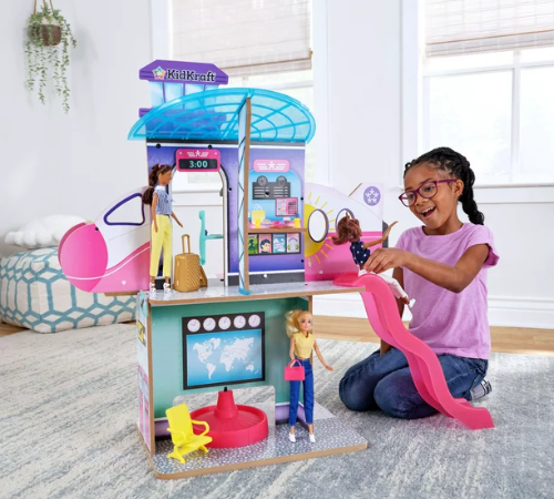 KidKraft 2-in-1 Wooden Airport & Jet Plane Doll Play Set $38.98 Shipped Free (Reg. $60) – Includes 15+ Accessories