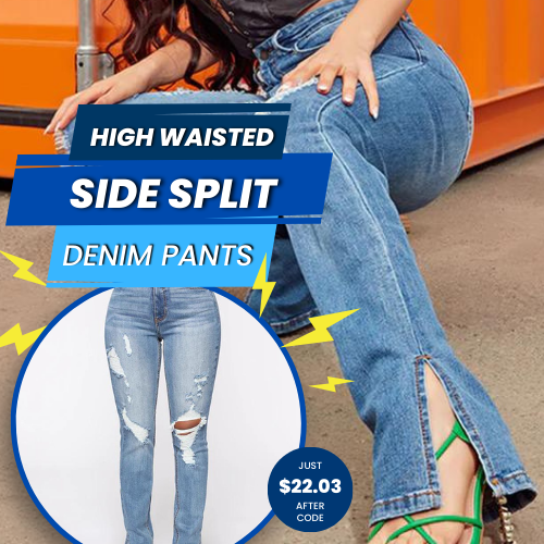 Always be in style with this High Waisted Side Split Ripped Denim Pants for just $22.03 After Code (Reg. $33.89)