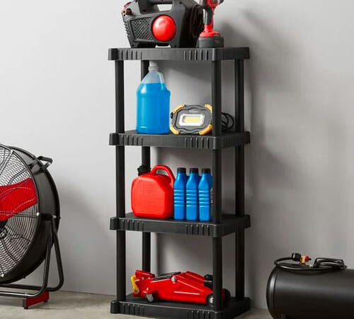 Hyper Tough 4 Shelf Plastic Garage Shelves $24.68 (Reg. $29.68) – 14″D x 21.75″W x 47.6″H