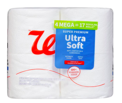 Walgreens Toilet Paper Mega Rolls (4-pack) only $1.79!