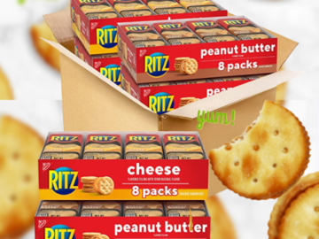 32 Variety Pack RITZ Sandwich Crackers Variety Pack (Cheese and Peanut Butter) as low as $12.11 After Coupon (Reg. $17.78) + Free Shipping – 38¢/Snack Pack!