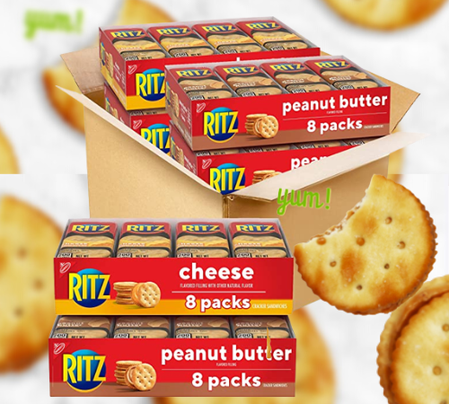 32 Variety Pack RITZ Sandwich Crackers Variety Pack (Cheese and Peanut Butter) as low as $12.11 After Coupon (Reg. $17.78) + Free Shipping – 38¢/Snack Pack!