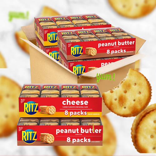 32 Variety Pack RITZ Sandwich Crackers Variety Pack (Cheese and Peanut Butter) as low as $12.11 After Coupon (Reg. $17.78) + Free Shipping – 38¢/Snack Pack!