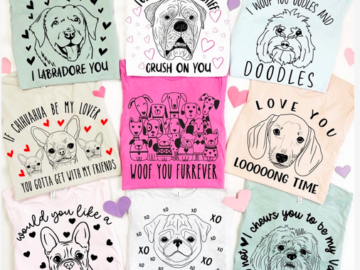 Doggy Pun Valentine Tees only $19.99 shipped!