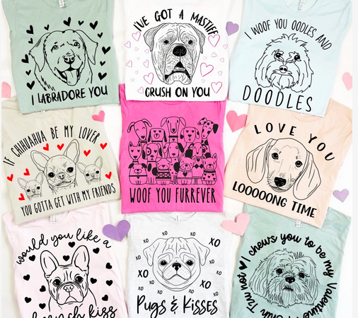 Doggy Pun Valentine Tees only $19.99 shipped!