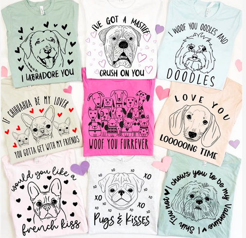 Doggy Pun Valentine Tees only $19.99 shipped!